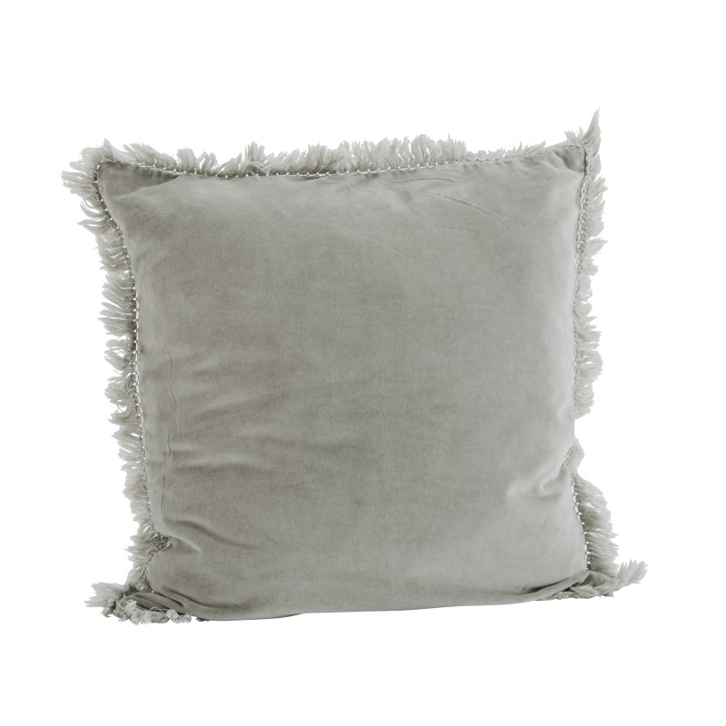 VELVET CUSHION COVER WITH FRINGES LIGHT GREY 50